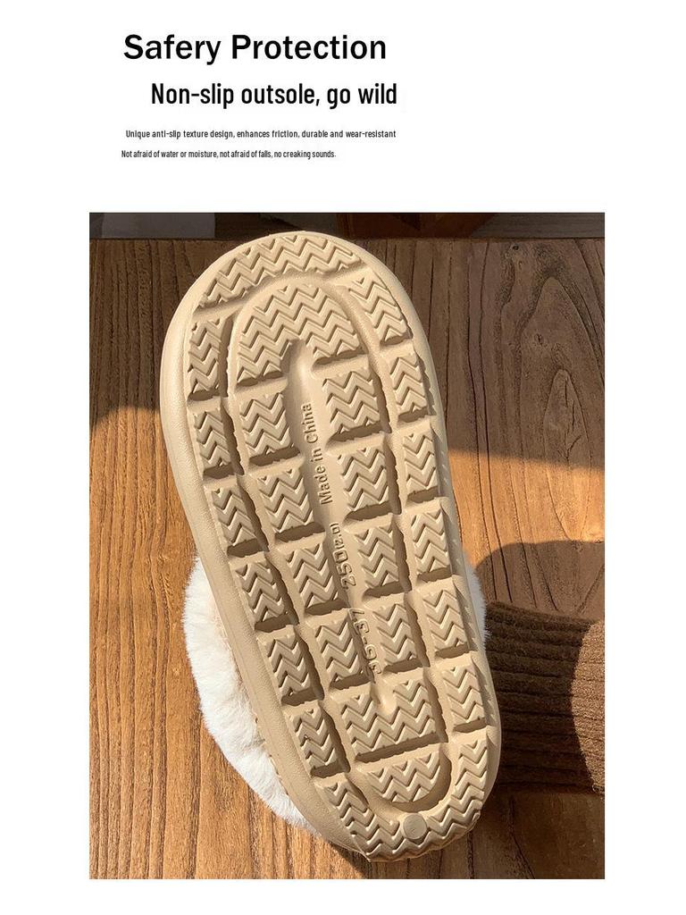 Women's & Men's Warm Fluffy Cotton Slippers: Non-slip, Thick Sole, Closed Heel for Indoor/Outdoor Use (Autumn/Winter).