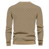 Men's Fall Winter Men's Knit Sweater Jacquard Checkerboard Round Neck Casual Bottoming Long-sleeved Tops Simple Generous Menswear Comfortable Casual