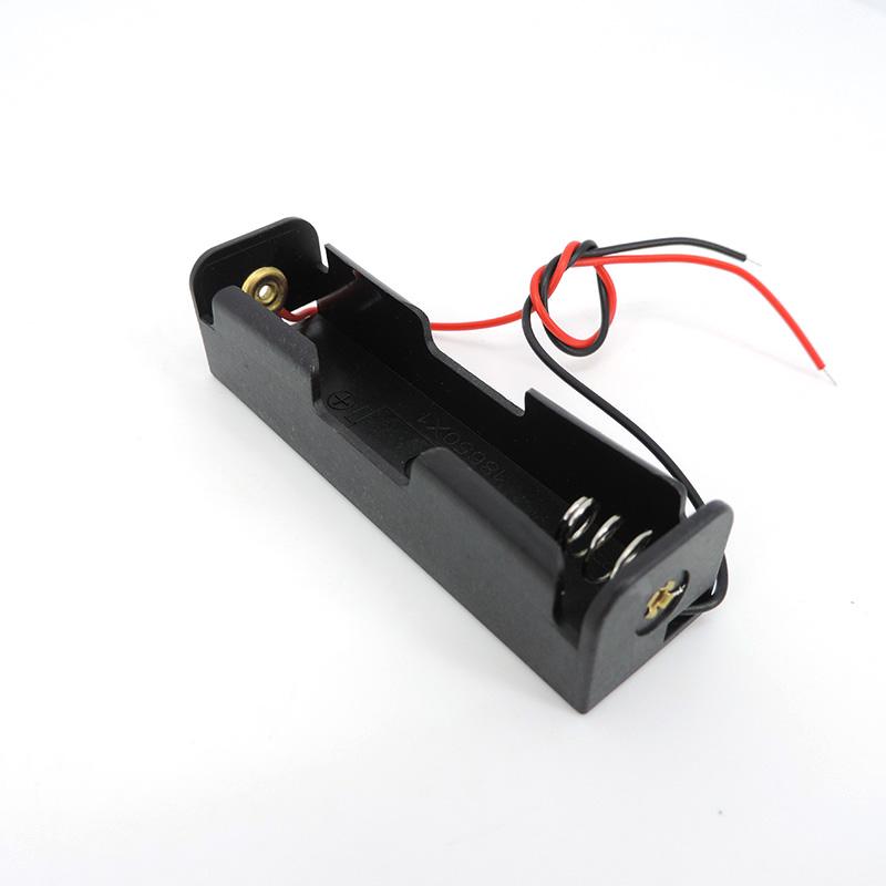 18650 Battery Storage Box Case DIY 1/2/3/4 Slot Way DIY Batteries Clip Holder Black Plastic Container with Wire Lead 2Pin Q1