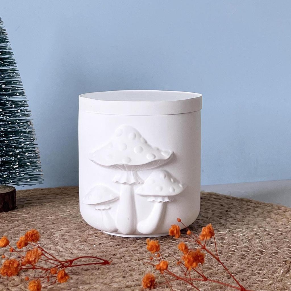 Plaster Drip Mould White Jar Mould With Lid Candle Cup Mould Decorative For Diy Projects Home Decoration Storage Organization