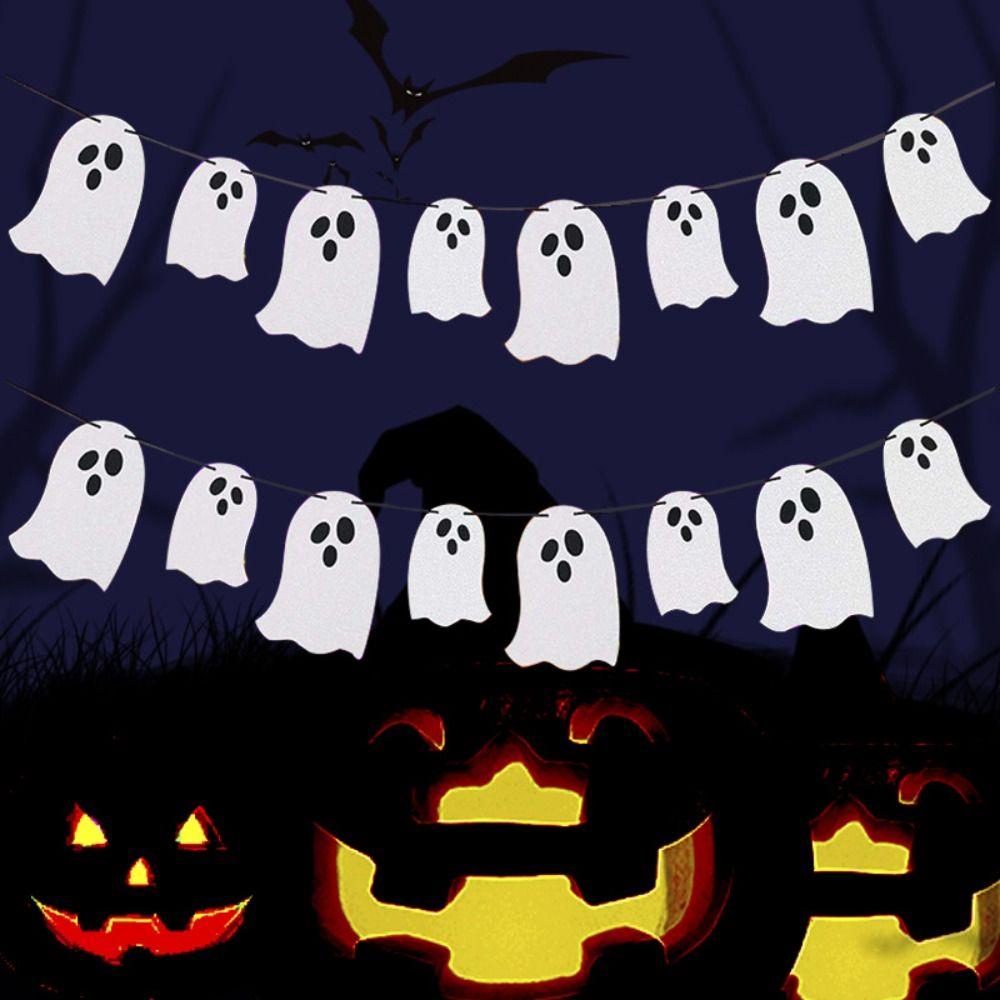 

Paper Halloween Ghost Banner Funny Pull Flower Decoration Ghost Flag Outdoor белый