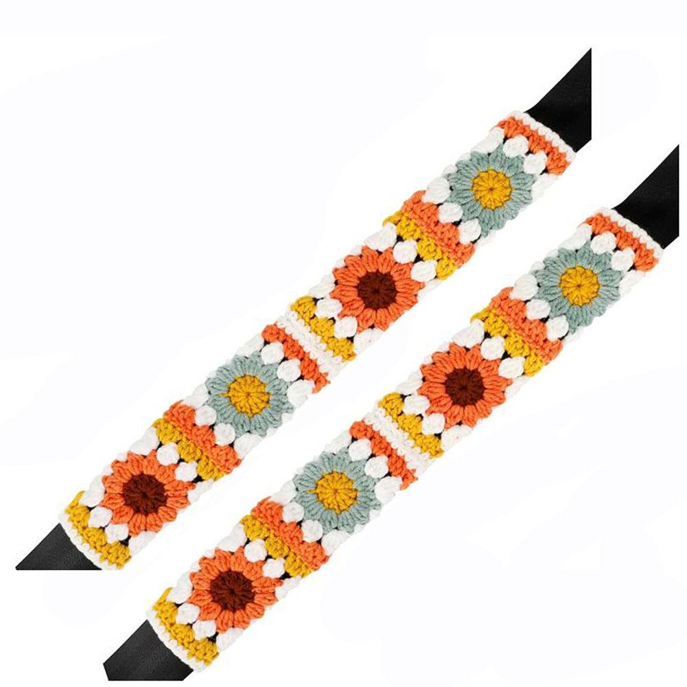 3PCS Cute Crochet Steering Wheel Covers Boho For Women Sunflower Seat Belt Pads Car Steering Wheel Covers