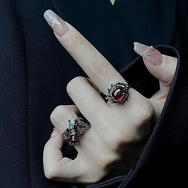 Original Design Dark Souls Ring For Women Men Scholar Retro Domineering Red Zircon Rings Hip Hop Punk Couple Jewelry