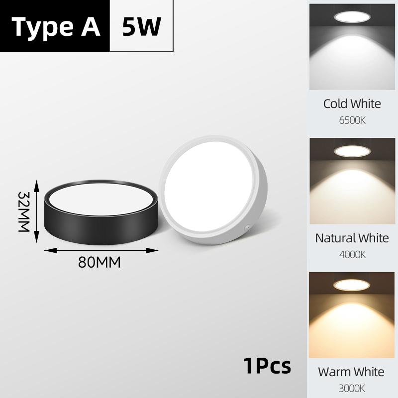 

Светодиодный точечный светильник, потолочный светильник 220 В, 5 Вт, 10 Вт, 15 Вт, настенный светодиодный светильник, потолочный светильник для освещения гостиной, кухни Cold White 6500K&Black