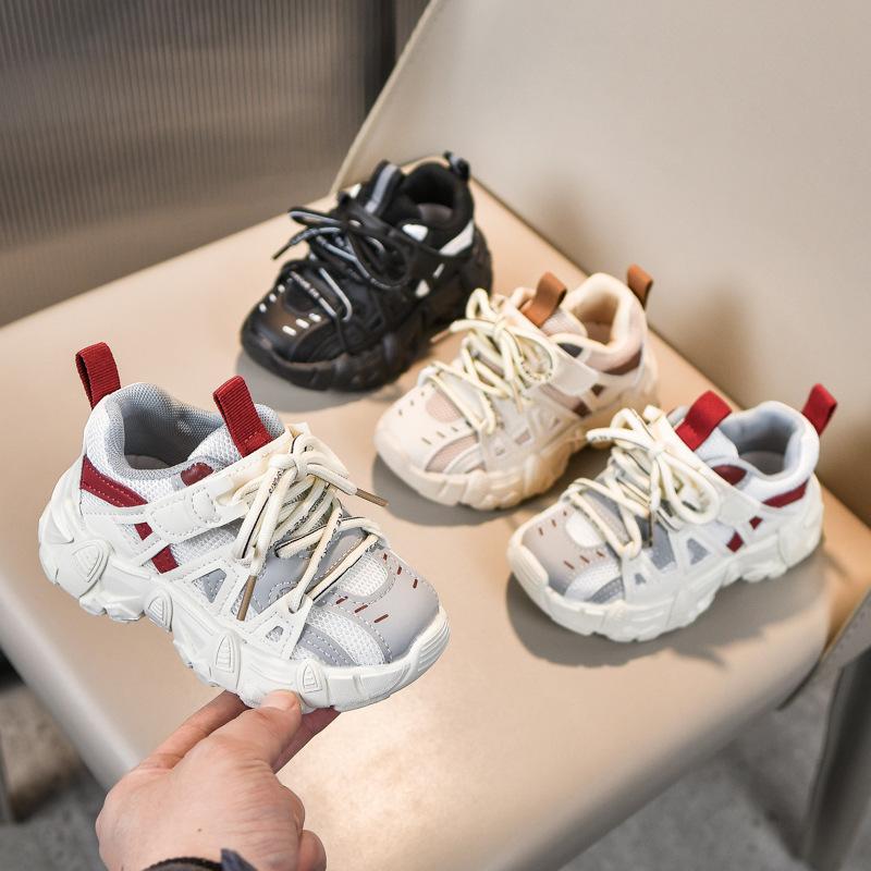 Spring Kids Mesh Breathable Dad Shoes Boys Girls Soft Sole Fashion Casual Running Sneakers