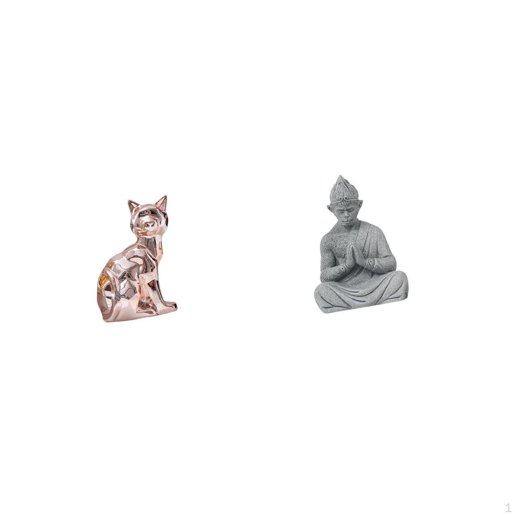 Cat Monkey Buddha Statue Decorative Animal Figurine Sculpture Art Craft Ornament for Fireplace Hotel