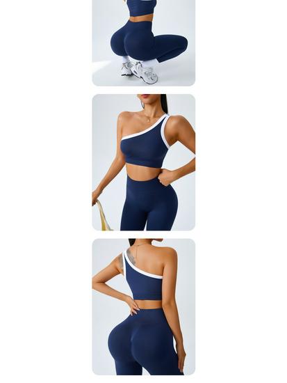 Conjunto de Yoga Europeu de Ombro Único: Sutiã Esportivo Estiloso e Conjunto Fitness para Pilates para Atividades ao Ar Livre