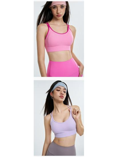 Women's Shockproof Sports Bra - Stylish Back Yoga Vest with Fixed Cup for Pilates and Fitness