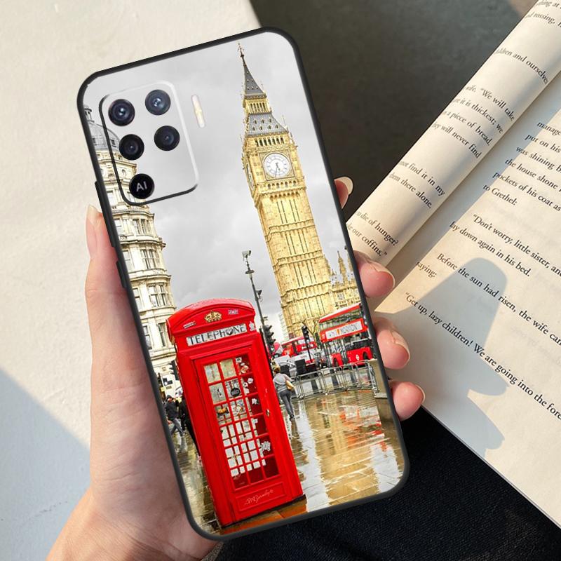 London Bus England Big Ben Case For Oppo A74 A57 A17 A77 A18 A38 A58 A78 A98 A54 A94 A80 A60 A40 A96 A76 A16 A15 A5 Pro