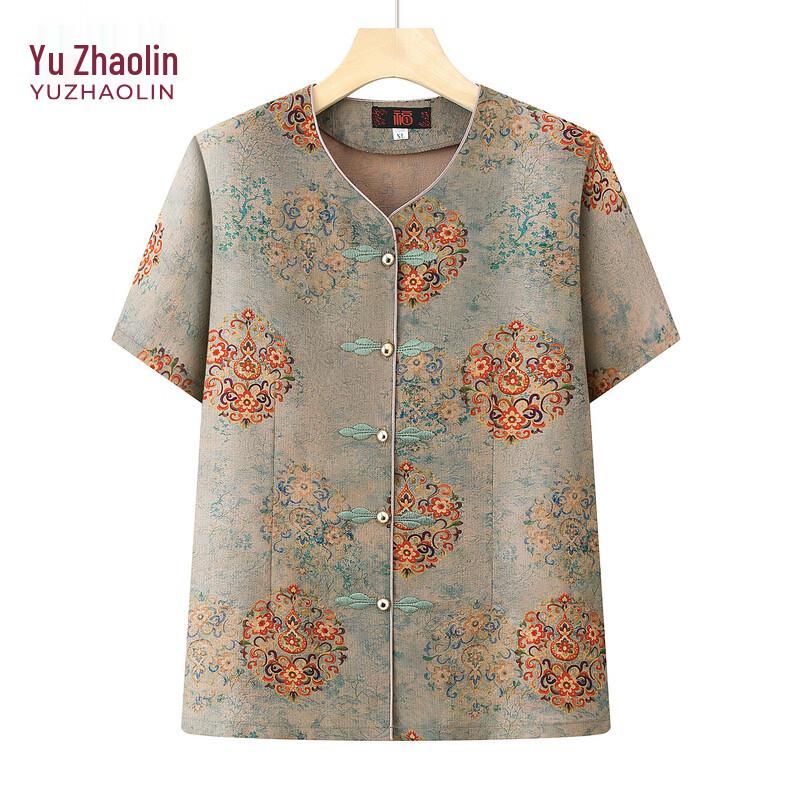 YUZHAOLIN Women's Chinese Style Short-Sleeve Summer Shirt