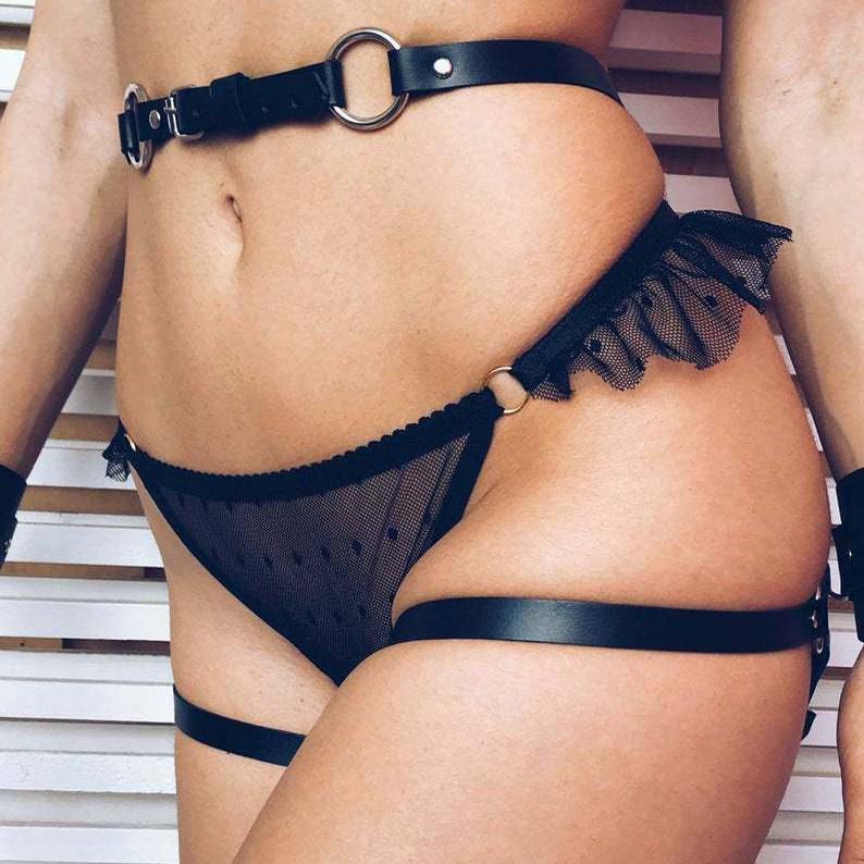 Women's Sexy Leather Flirting Panties Adult Toys