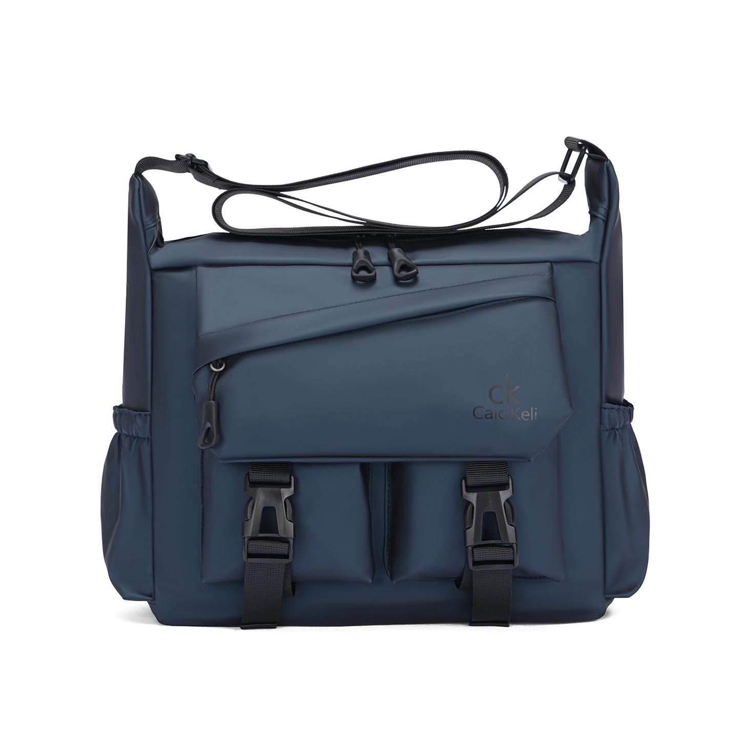 Большая вместительная многослойная сумка через плечо для commuters Однотонная водоотталкивающая сумка на плечо синий