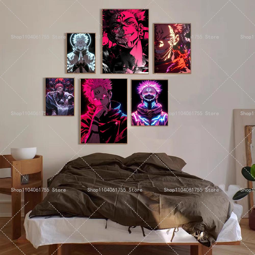 1 szt. Przystojny chłopak anime Ryomen Sukuna Jujutsu Kaisen plakat HD plakaty domowe pokój bar kawiarnia dekoracja sztuka malarstwo ścienne obraz