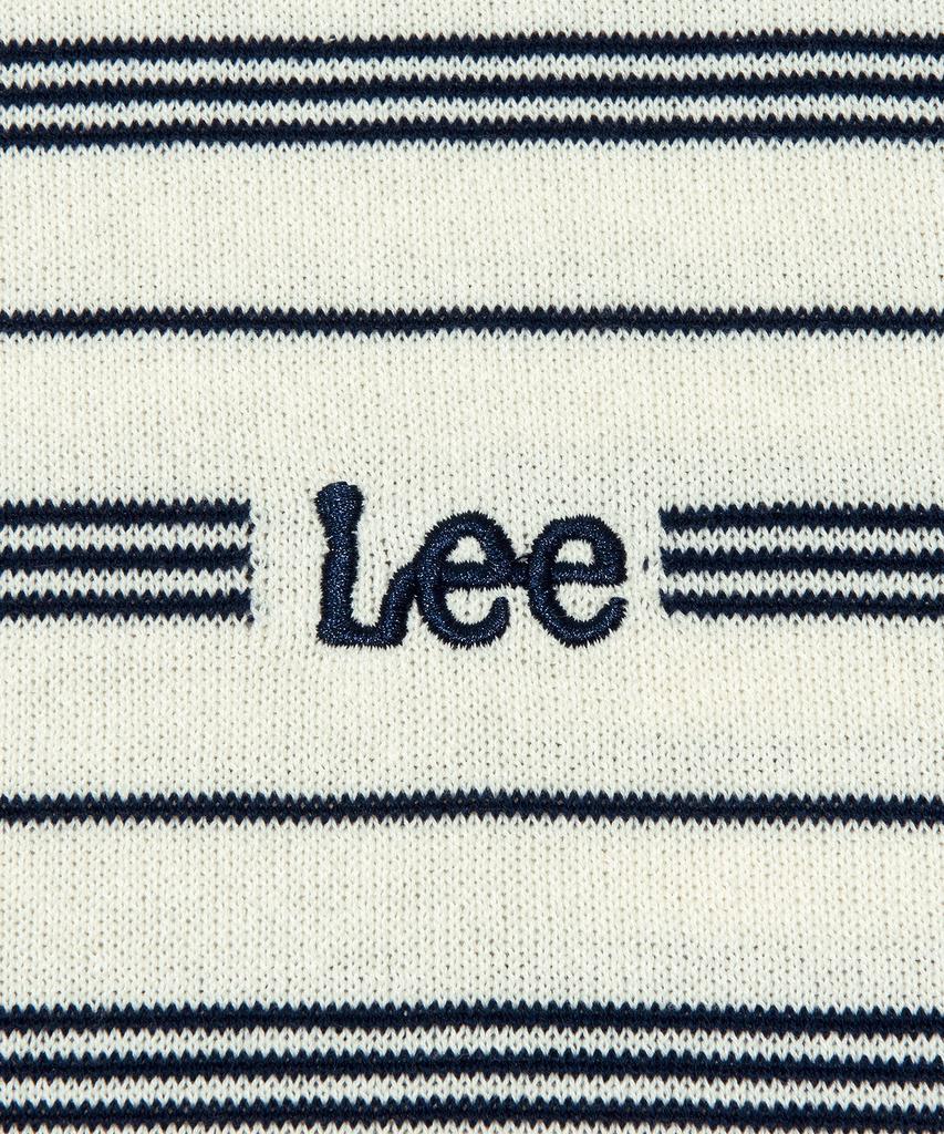 LEE Collared Striped Short Sleeve Knit Ivory