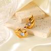 European & American Double Water Drop Stainless Steel Earrings – Celebrity Style Light Luxury Diamond Titanium Earrings