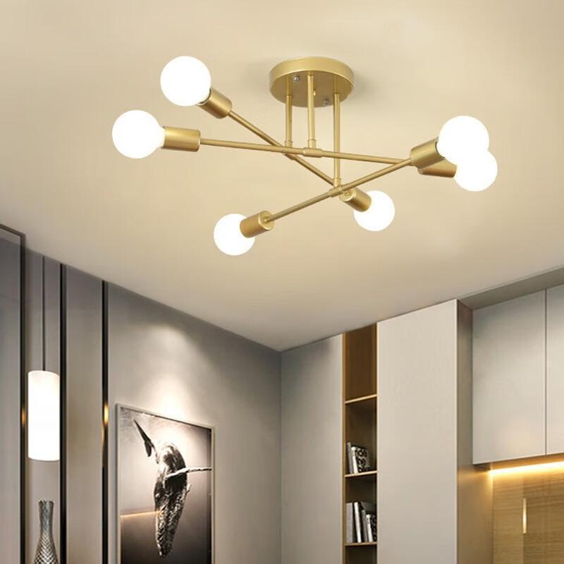 Modern Creative 6-Light Branch Chandelier Ceiling Lamp, Black