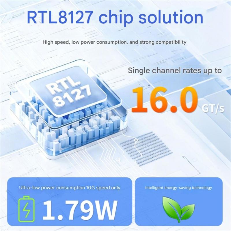 PCIe4.0 X1 10Gbps Ethernet Card Optimized For Gaming NAS Servers Using Advanced 8127 Controller Chip