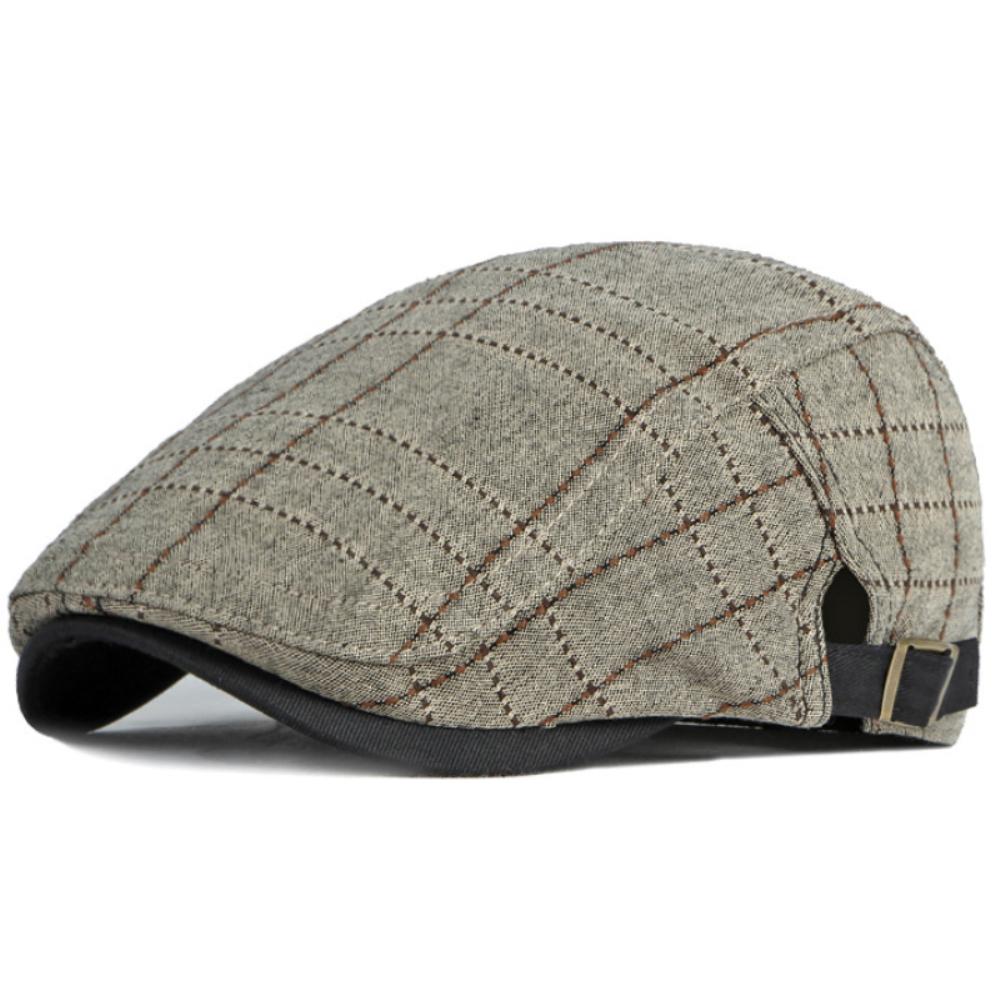 Freedom Outdoors Men's Ht4614 Berets Spring Summer Sun Caps For Wo Artist Painter Plaid Beret Hat Fe Ivy Flat Cap Adjustable Beret Caps 55-60Cm