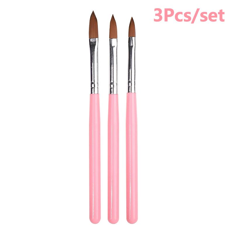 3Pcs Acrylic Nail Brush Set Professional Acrylic Powder Extension Nail Brushes Nail Art 3D Carving Manicure Salon Tools
