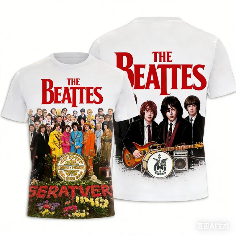 T-shirt band rock Estiva T-shirt da uomo e da donna T-shirt stampata The Beatles T-shirt girocollo hip hop T-shirt sportiva traspirante