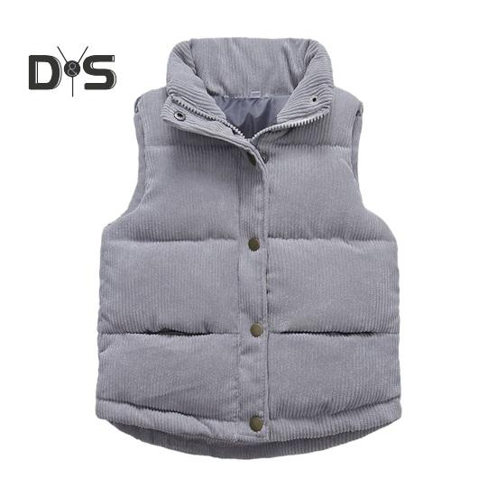 Laste talvejope Unisex paks vest varrukateta tõmbluku ja nööbiga polsterdatud ühevärviline lahtikäiv krae spordi igapäevane kandmine vest mantel