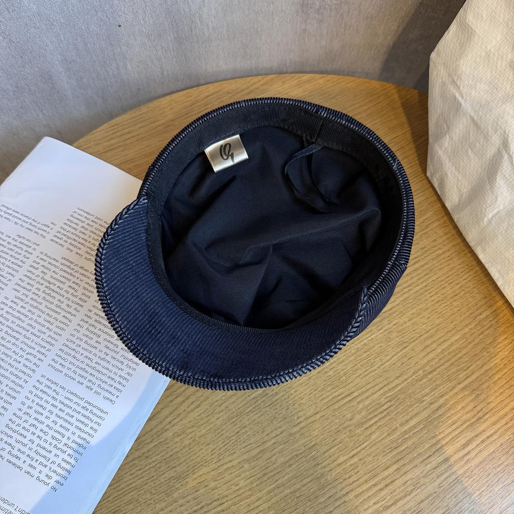 Street Solid Color Style Navy Flat Top Cap Breathable Fabric Urban Casual Wear