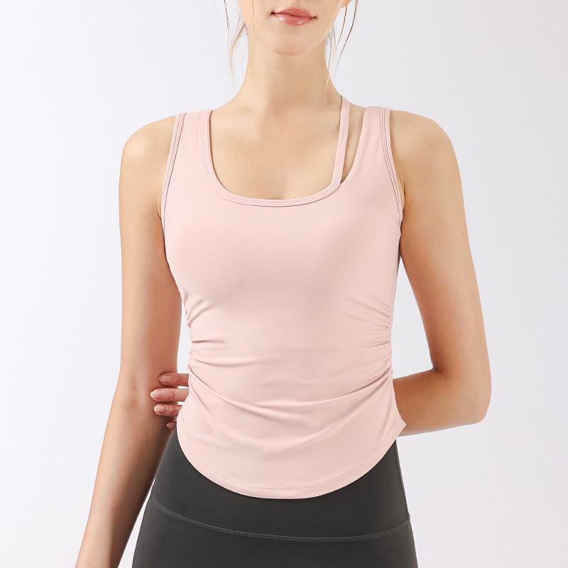 

Женский жилет для йоги с эффектом «обнажённой кожи» и нагрудными вкладышами - Цельный спортивный бюстгальтер для красивой спины для фитнеса Medium розовый