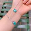 Wish Simple Small Square Paraiba Zircon Bracelet Femininity Blue Necklace Jewelry Set