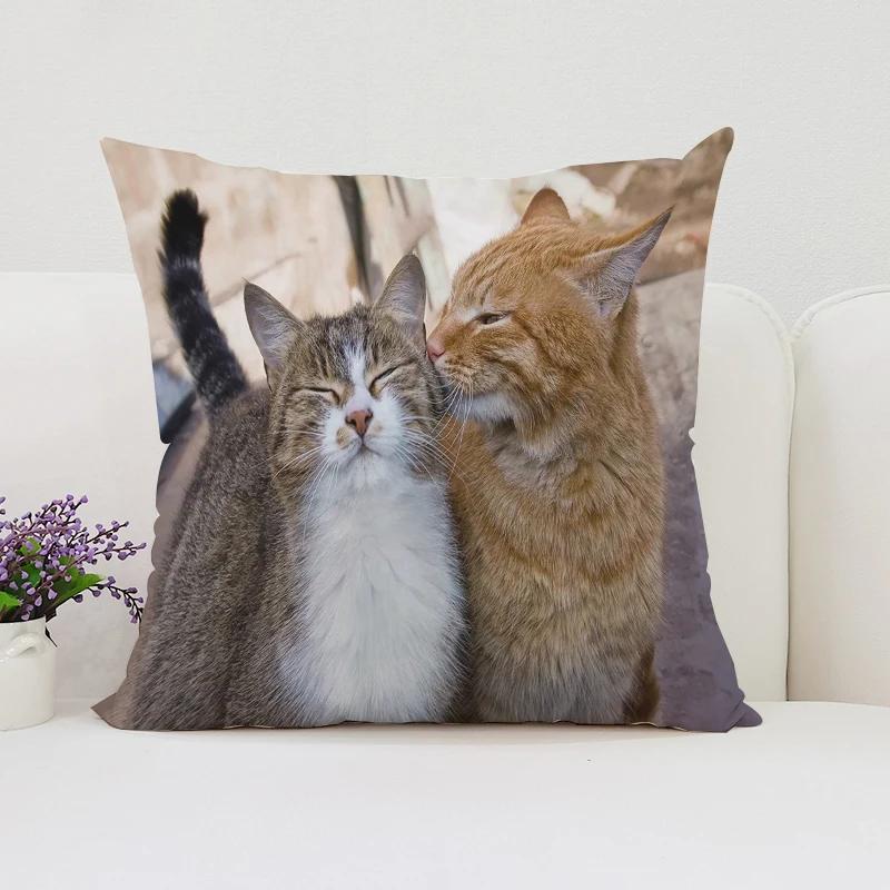 Cute Cat Decorative Pillow Cover 45x45 Cushions Covers Pillowcase 45*45 Bed Pillowcases Cover for Living Room Cushions Cushion