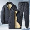 Autumn and Winter New Men's Warm Three-piece Set Stand-up Collar Lamb Wool Vest Jacket Ultrasonic Cotton Pants