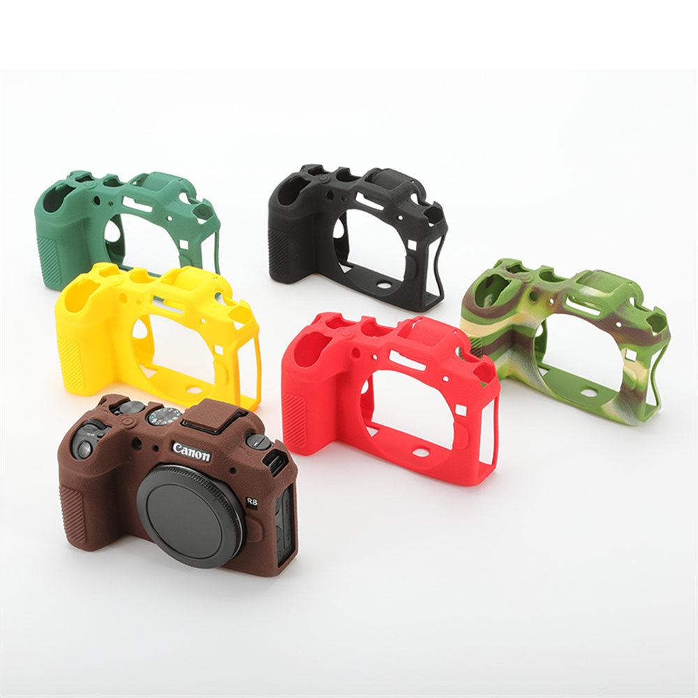 Soft Silicone Armor Camera Body Case For Canon EOS R8 Litchi Pattern Shockproof Cover