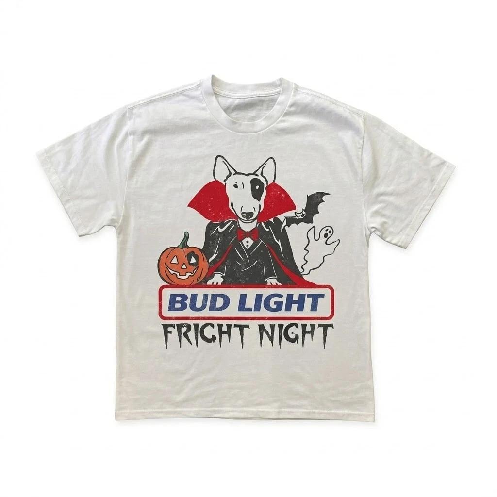 Vintage Bud Light Fright Night Spuds MacKenzie Halloween T-Shirt - Funny Vampire L