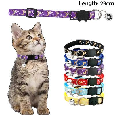 1PC Star Moon Quick Release Kitten Cat ID Collar Puppy Dog Collars Engraved Tag Set With Bell For Small Dogs Cats 2026