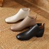 Mote Nye Høst Ekte Lær Dame Støvletter Casual Korte Støvletter for Damer Mote Støvletter Kraftige Hæler Damesko Konsise Ankelstøvletter
