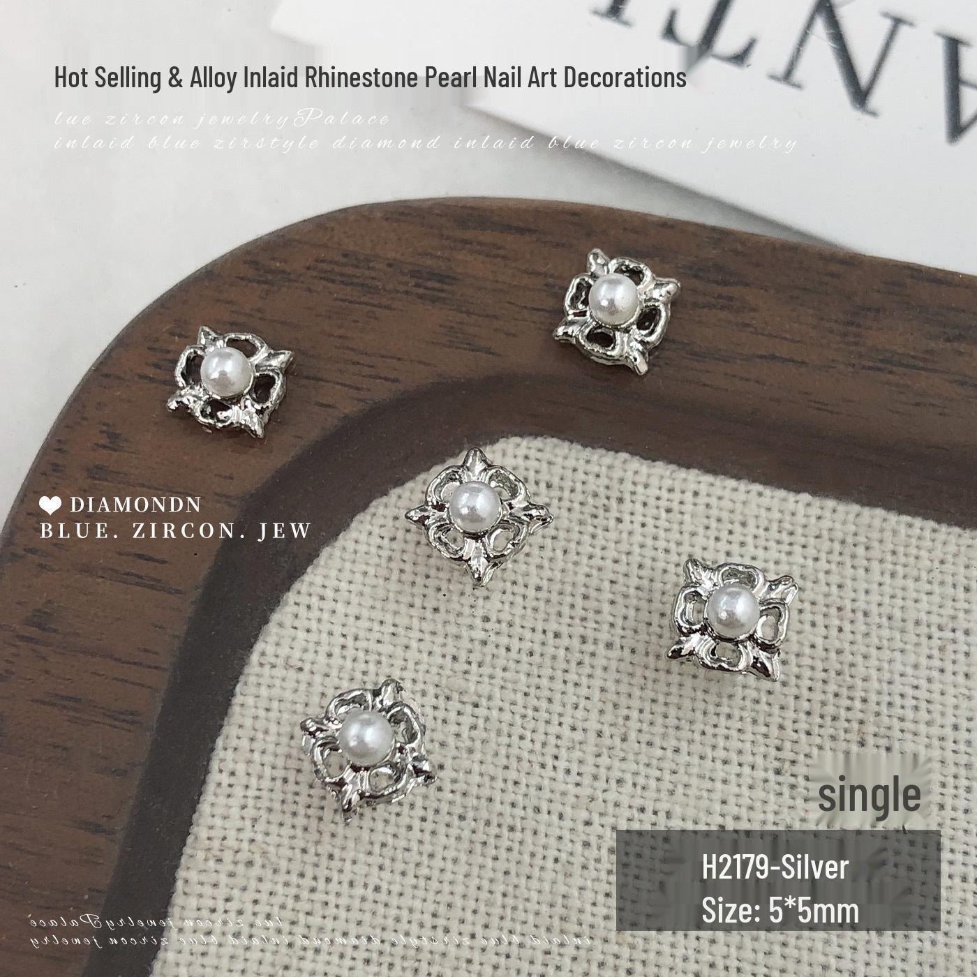 Baroque French Bow Star & Moon Rhinestone Pearl Nail Art Stickers