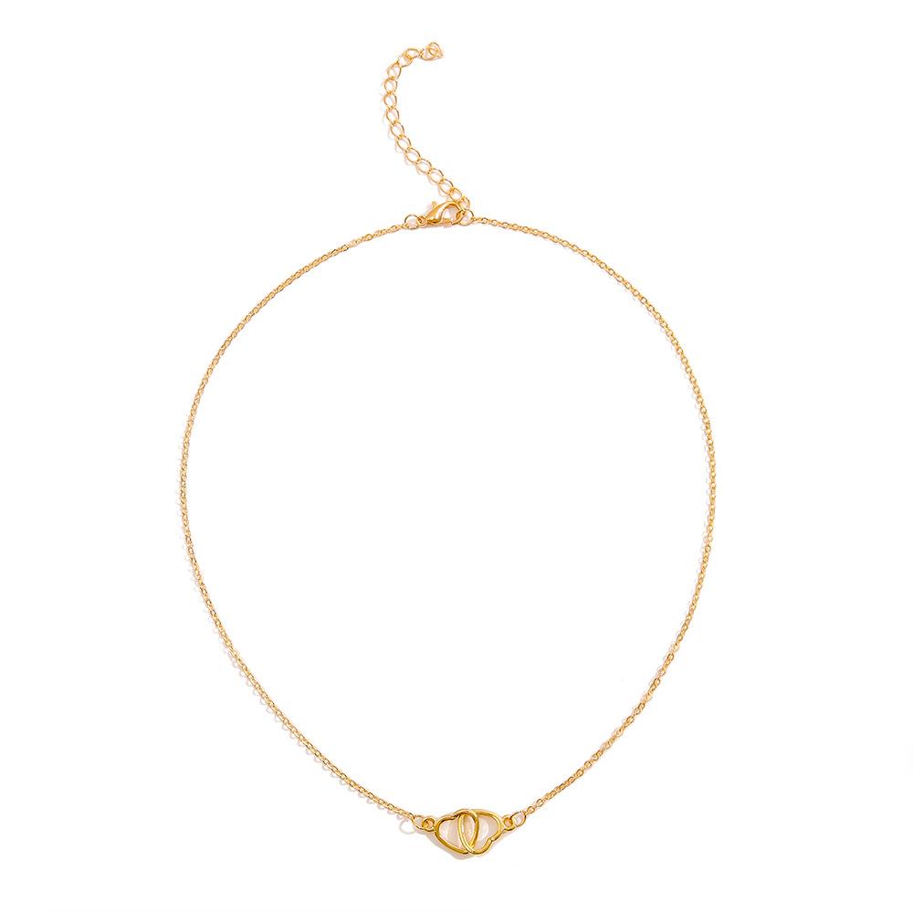 SUMENG 2025 New Elegant Gold Color Double Heart Pendant Necklace for Women, Wedding Couple Choker Crafted Friends Jewelry Gift