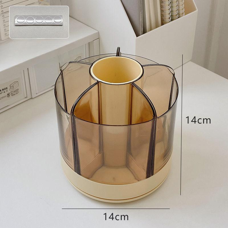 

Вращающийся контейнер для хранения косметических кистей, сетка, настольный карандаш для бровей, ведро для теней, косметическая губная помада, держатель для ручки, комод, ящик для хранения style 1 жёлтый