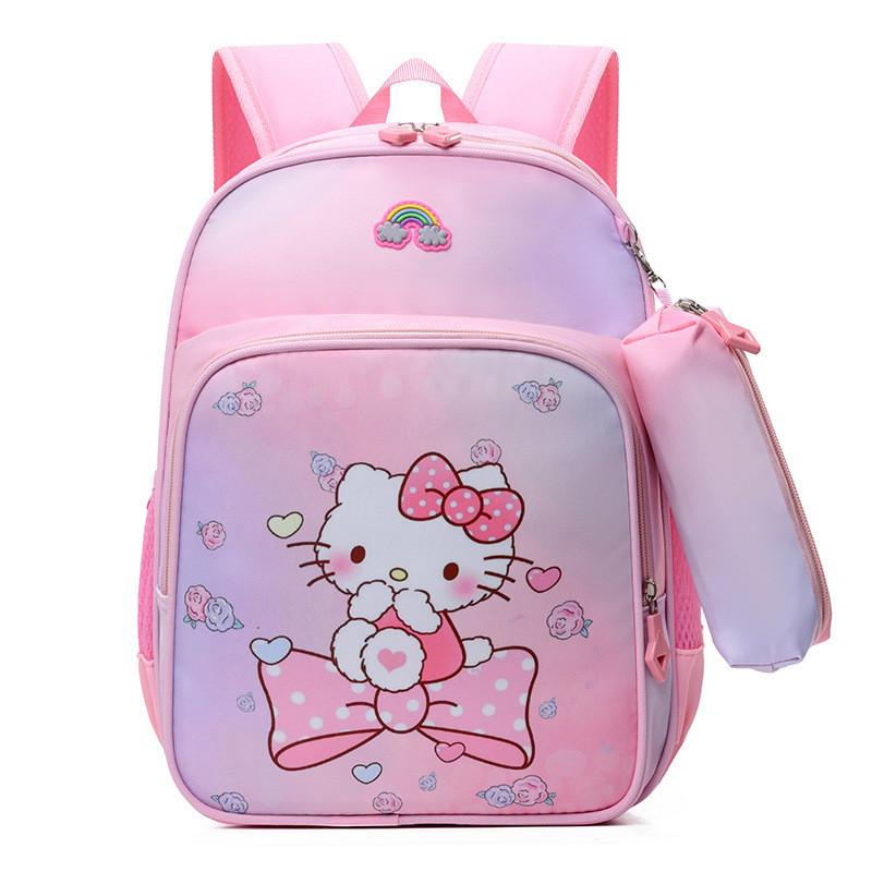 Adorable Kuromi Kids Backpack For Preschool Girls Cute Lightweight Nylon Bag With Matching Pencil Case Hello Kitty