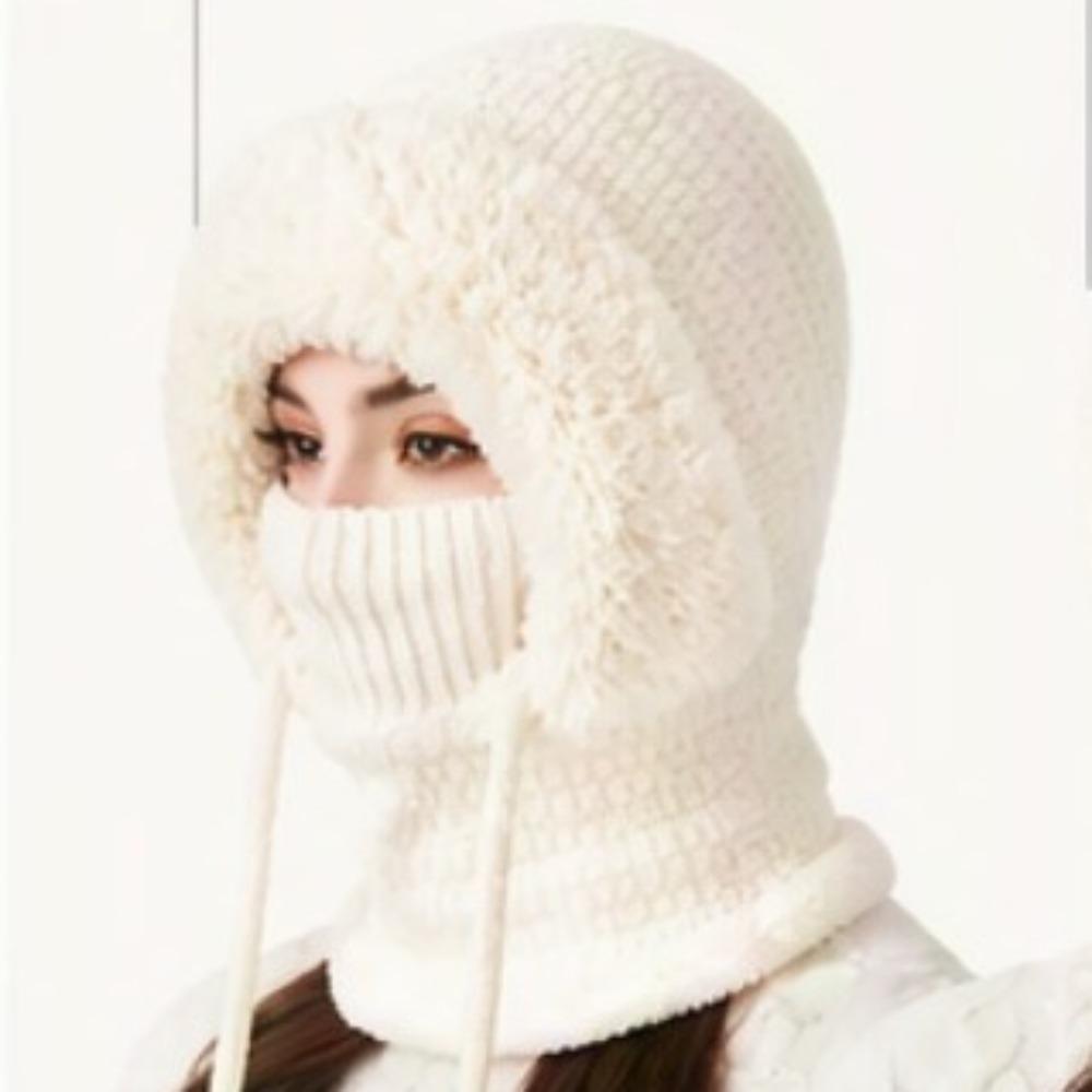 **Women Knit Balaclava Face Mask Neck Warmer Ear Flap Fleece Lined Outdoor Cycling Winter**