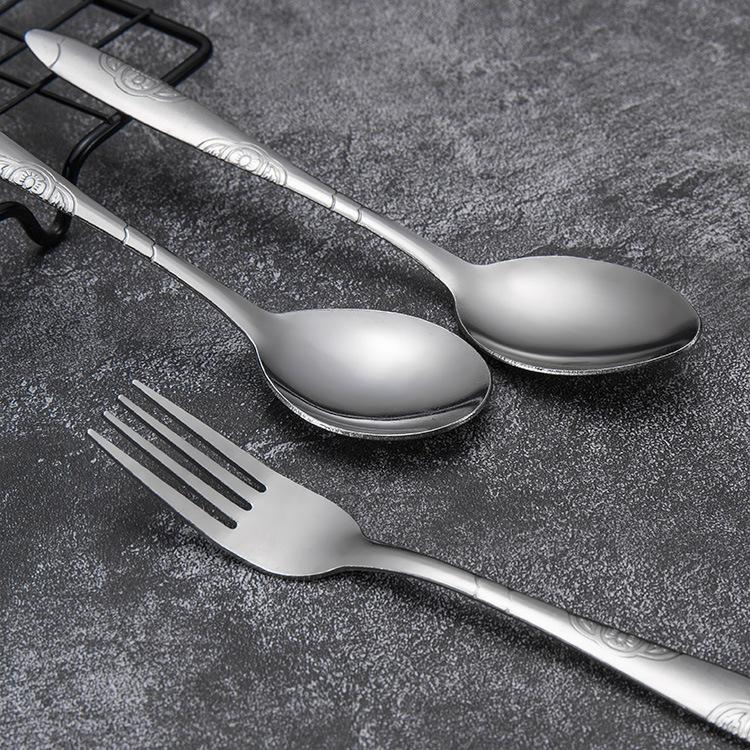 Spoon Household Stainless Steel Chinese Pattern Pointed Round Spoon Steak Salad Fork Creative Meal Spoon Spoon Spoon