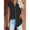 Women Cotton Shirts Vintage Solid Color Short Sleeve Button Harajuku Loose Blouses and Tops Casual Ladies Tunic Oversize T-Shirt