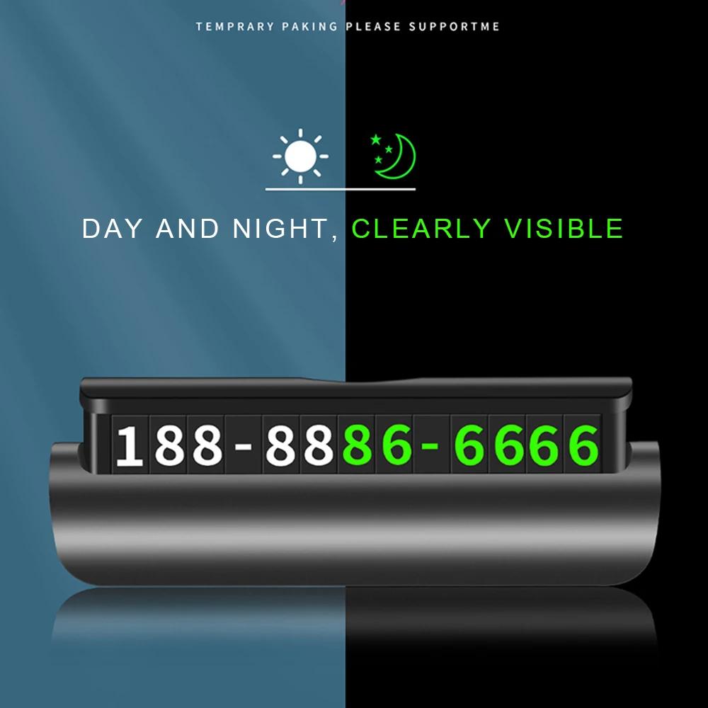 Car Accessories Mini Portable Telephone Number Plate With Switch Phone Number Business Card Temporary Parking Card Plate