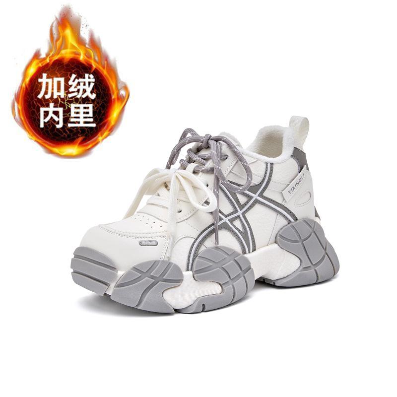 

Thick-soled inner heightening velvet dad shoes for women s autumn and winter new versatile fashion, warm and casual high value 40