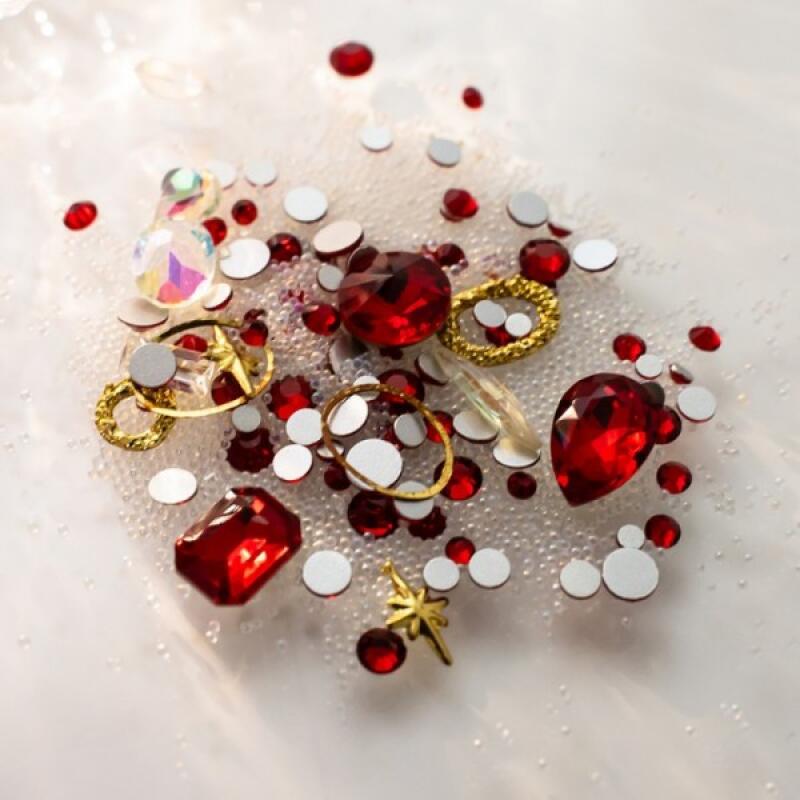Scarlet Cubic Pixie Stone Metal Charm Parts Set