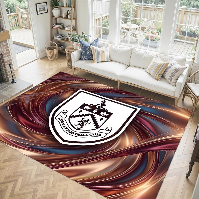 Burnley Football Design Crystal Velvet Carpet Cozy Non?Slip Printed Rug For Bedroom Living Room Entrance