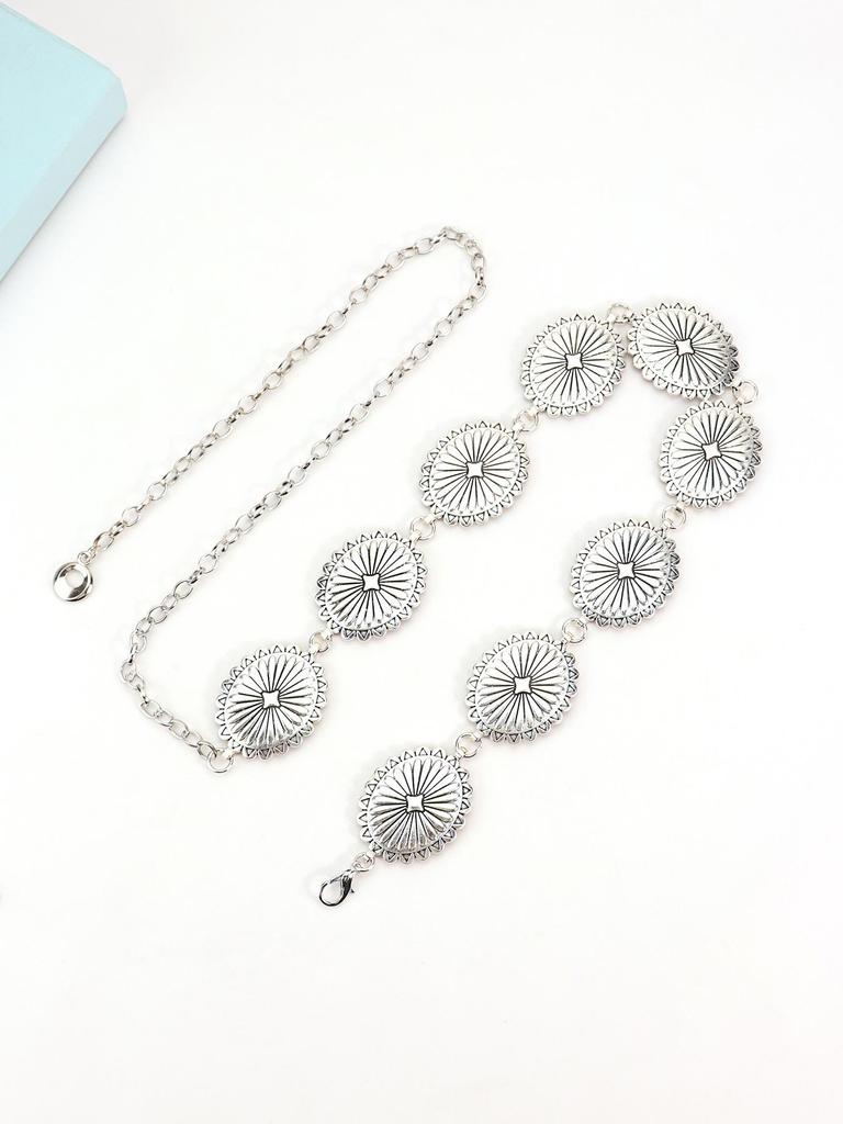 Ethnic Style Oval Waist Chain: Women’s Retro Pattern Belt Accessory