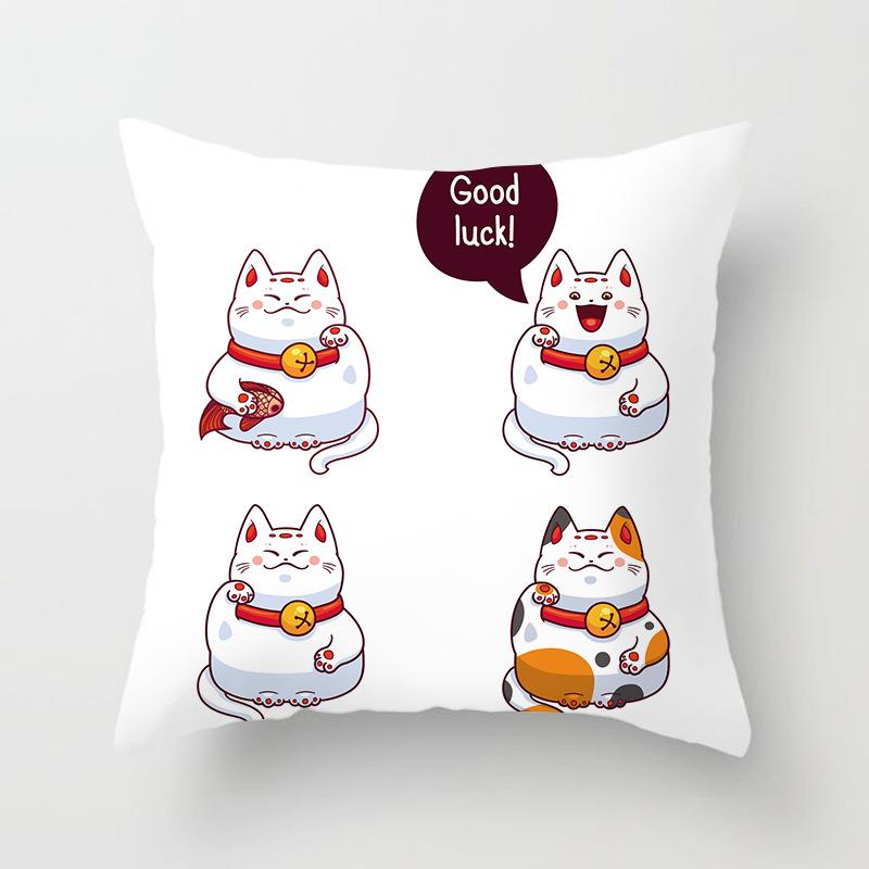 New Style of Lucky Cat Series Pillowcases, Home Office Sofa Pillow Cushion Covers, Seats