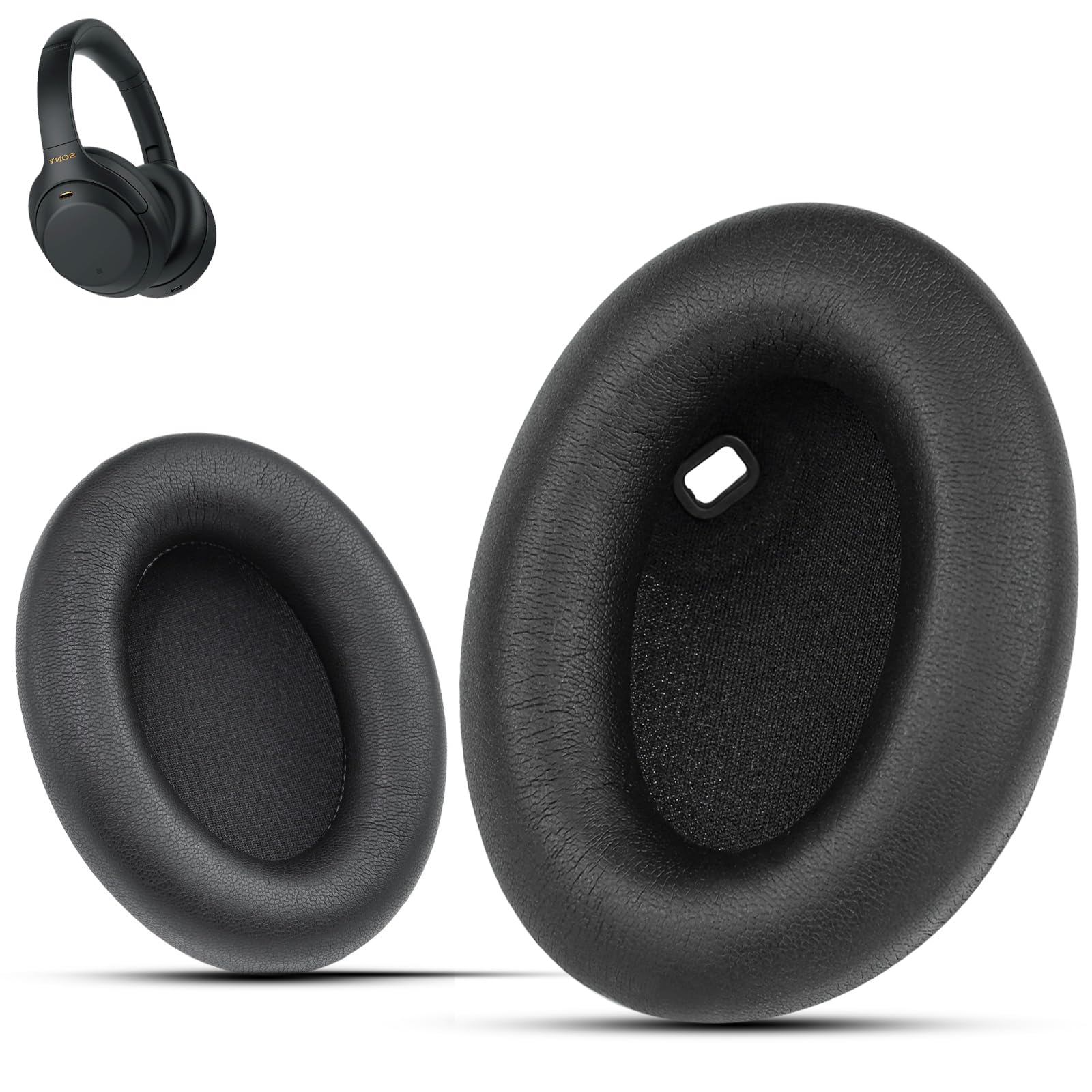 

Krone Kalpasmos Compatible Ear Pads for Sony WH-1000XM4 (WH1000XM4). Black, Soft Leather & Memory Foam. Replacement Ear Cushions.