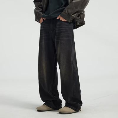 Retro Jeans Men'S Autumn New Style Explosive Street Hooligan Handsome Casual Pants For Teenagers Loose Straight Leg Wide Leg Men'S Pants