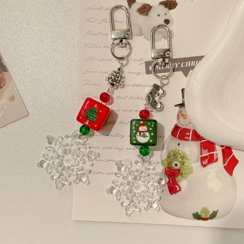 Festival Christmas Bead Mobile Strap Phone Pendant Alloy Phone Strap Resin Alloy Texture Perfect for Bags or Keys